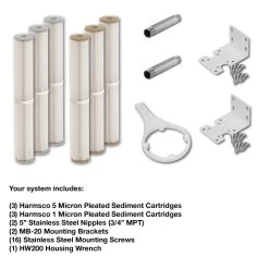 Non-Backwashing Whole House Carbon Water Filter (20″ Housings Sediment Pre & Post Filters & 3/4″ Ports) -Aqua Clean Shop FT 1.5 GAC 20 3 l 1